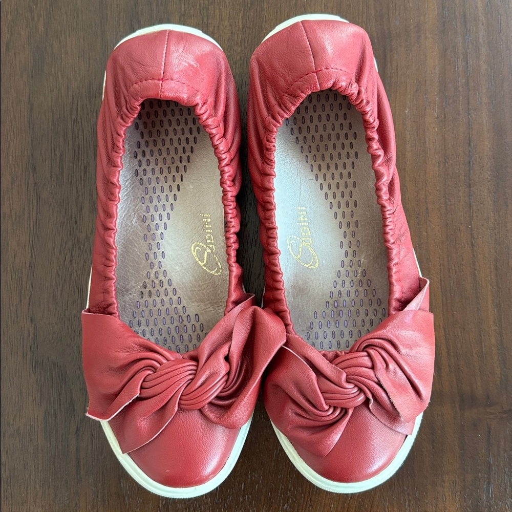 LEATHER BALLET SNEAKER SHOE ARCH SUPPORT FLATS SLIP ON COMF RED 6.5 SUDINI OLGA